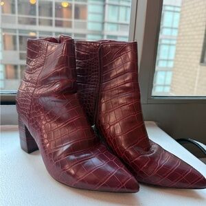 Marc Fisher Croc-Embossed Ankle Boots